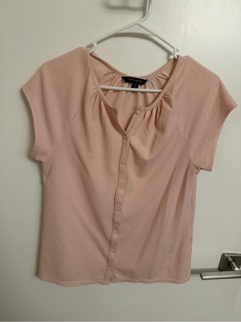 Banana Republic Blush Pink Cap-Sleeve Button-Front Blouse